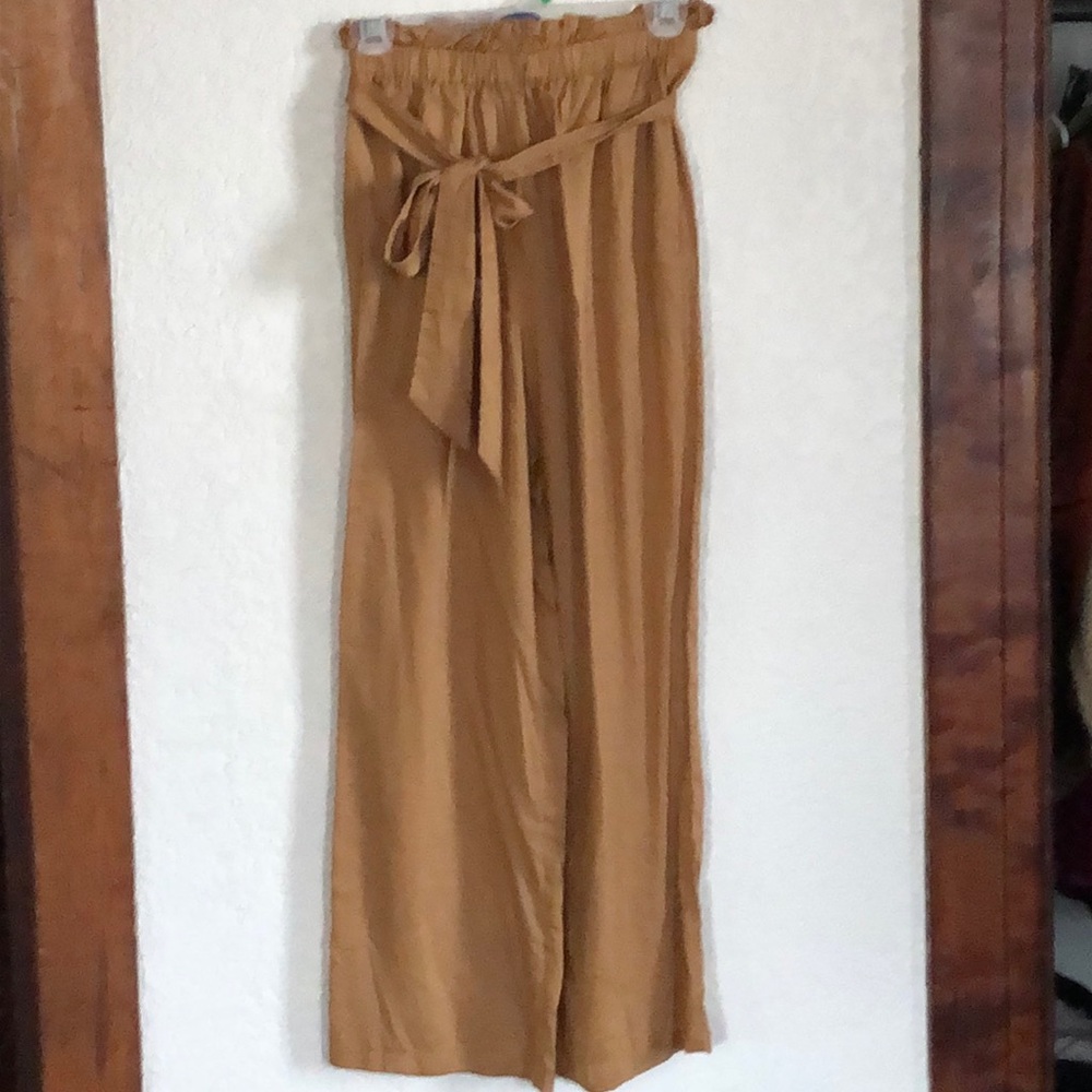 Silk golden flowy pants